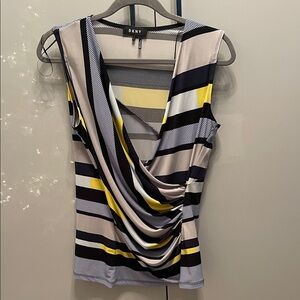 DKNY Multicolor Striped Drape Top